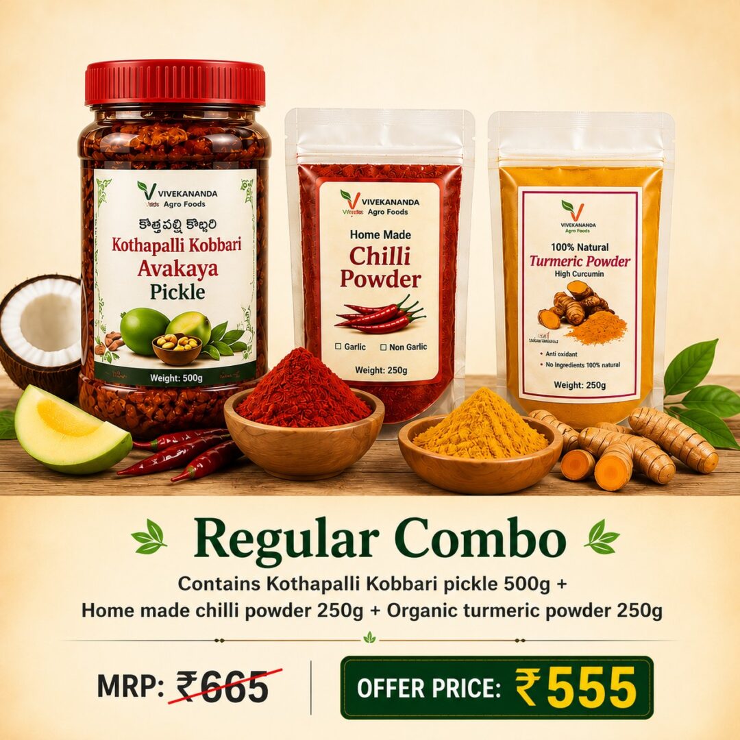 Regular Combo (Mango Pickle 500g+Chilli Powder 250g+Turmeric Powder 250g)