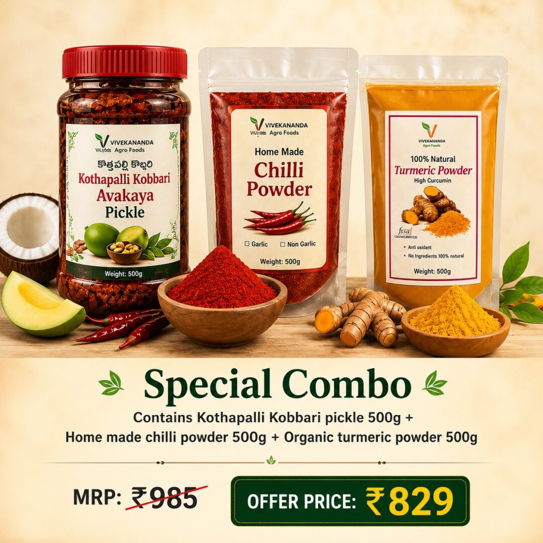 Special Combo (Mango Pickle 500g+Chilli Powder 500g+Turmeric Powder 500g)