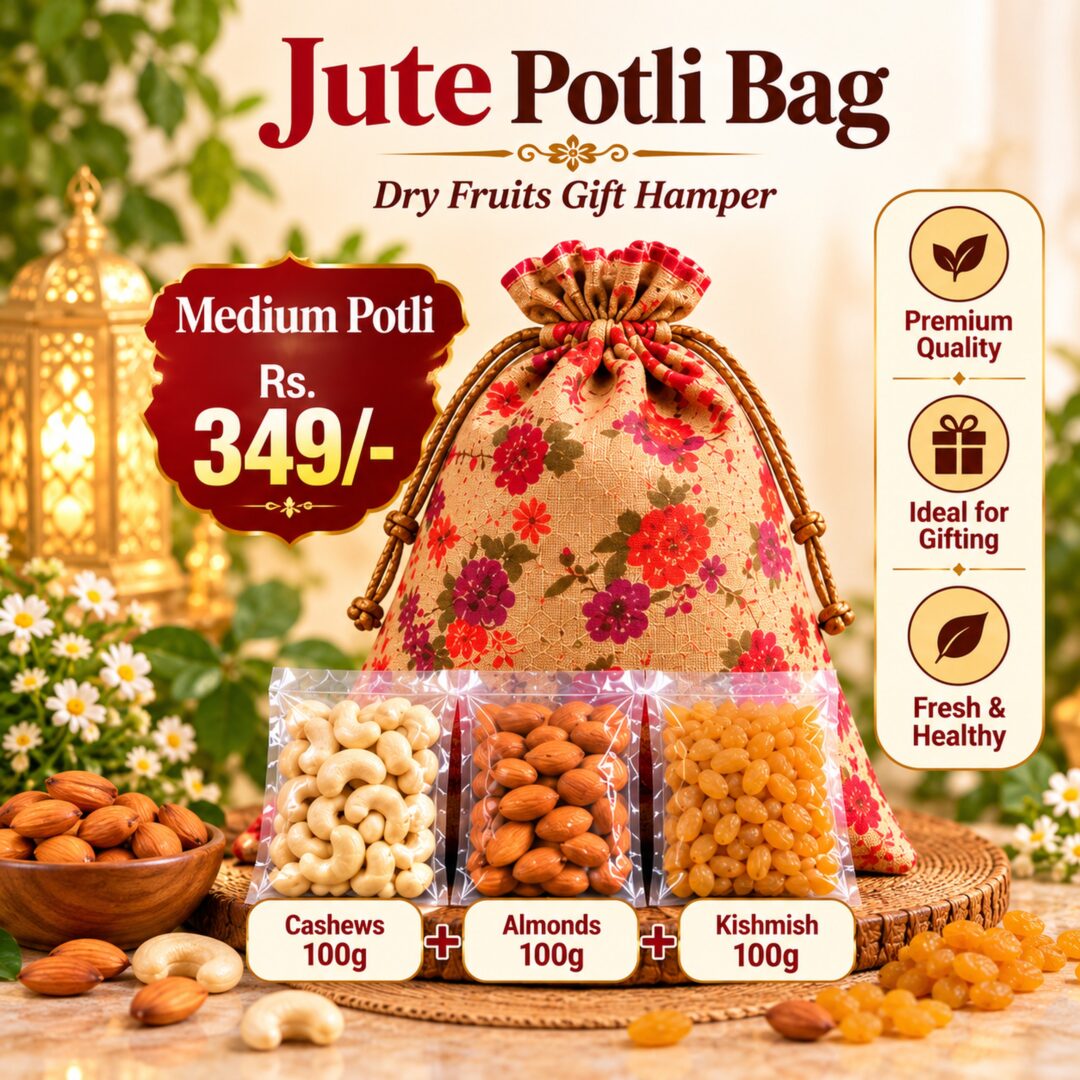 Jute Potli Dry Fruit Hamper (Medium)